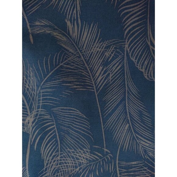 Weatherproof Vintage Mens Blue Tropical Leaf Print Short Sleeve Button-Up Shirt. - Picture 5 of 7